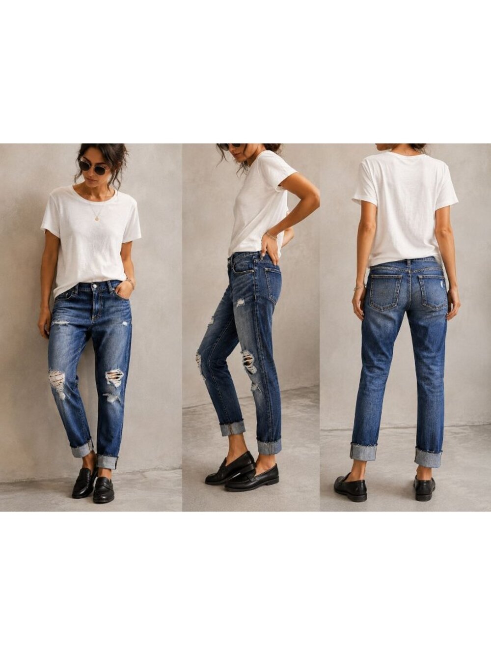 Cool Girl Grunge Rag & Bone Dre Boyfriend Jeans Distressed Cuffed |12 |NWT
